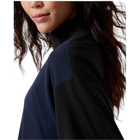 Athleta Plus Size Navy & Black Venice Sweatshirt Funnel Neck 1X NWOT - Picture 2 of 10